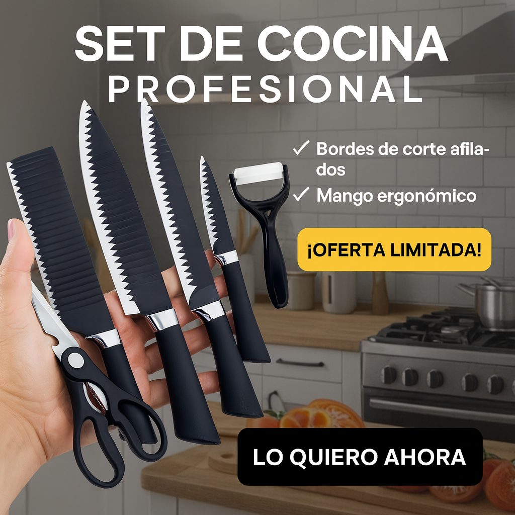 Set de Cuchillos Profesionales 6 Piezas – Corte Preciso y Alta Calidad