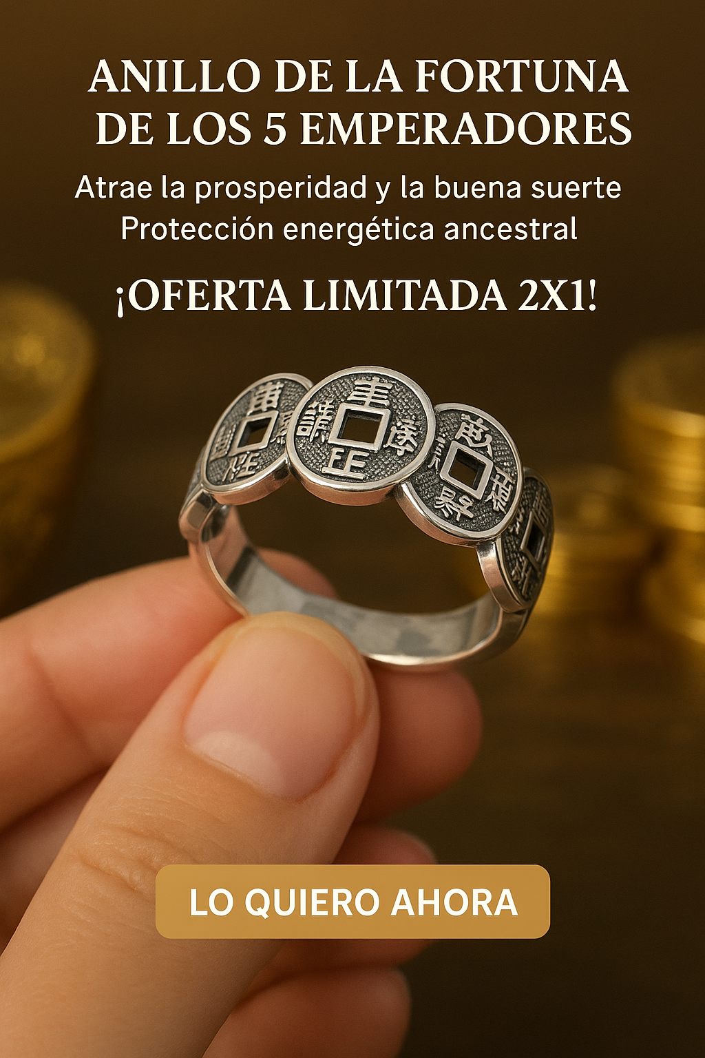 Anillo de la Fortuna de los 5 Emperadores ¡Oferta limitada 2x1!