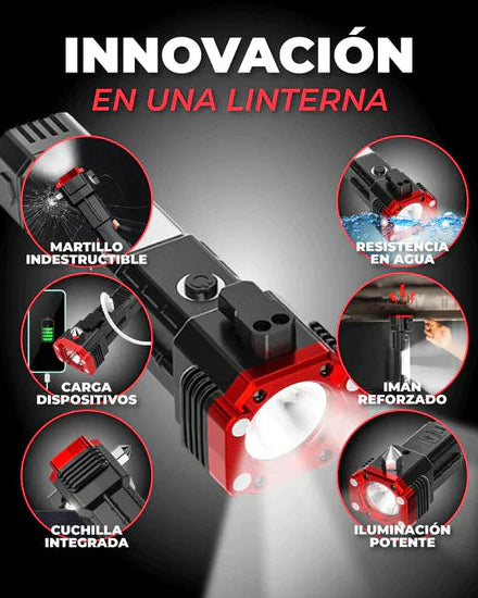 2X1 Linterna 4 en 1 Táctica Multifuncional (COMPRA 1 LLEVA OTRA GRATIS)