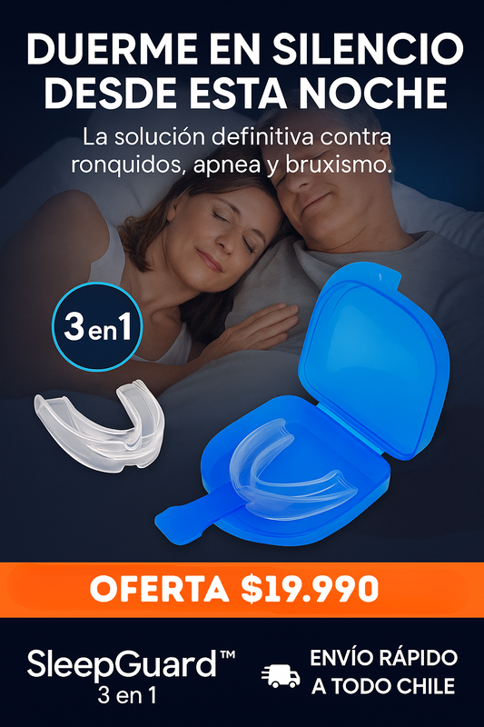 SleepGuard 3 en 1: Solución Total para Ronquidos, Bruxismo y Apnea